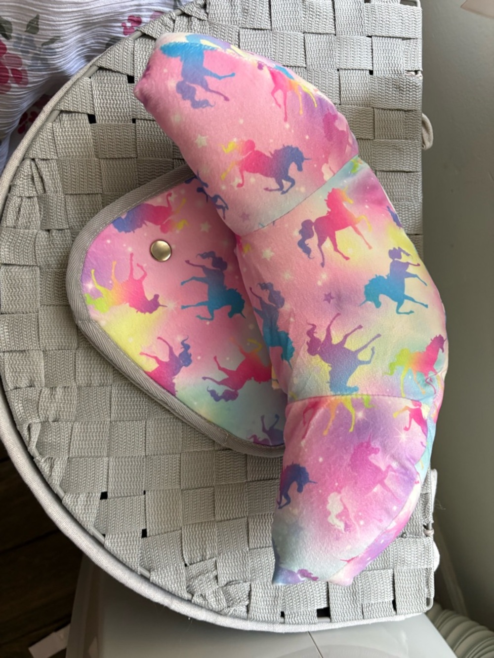 Unicorn Print Neck Pillow / Car seat inset - Pastel Rainbow